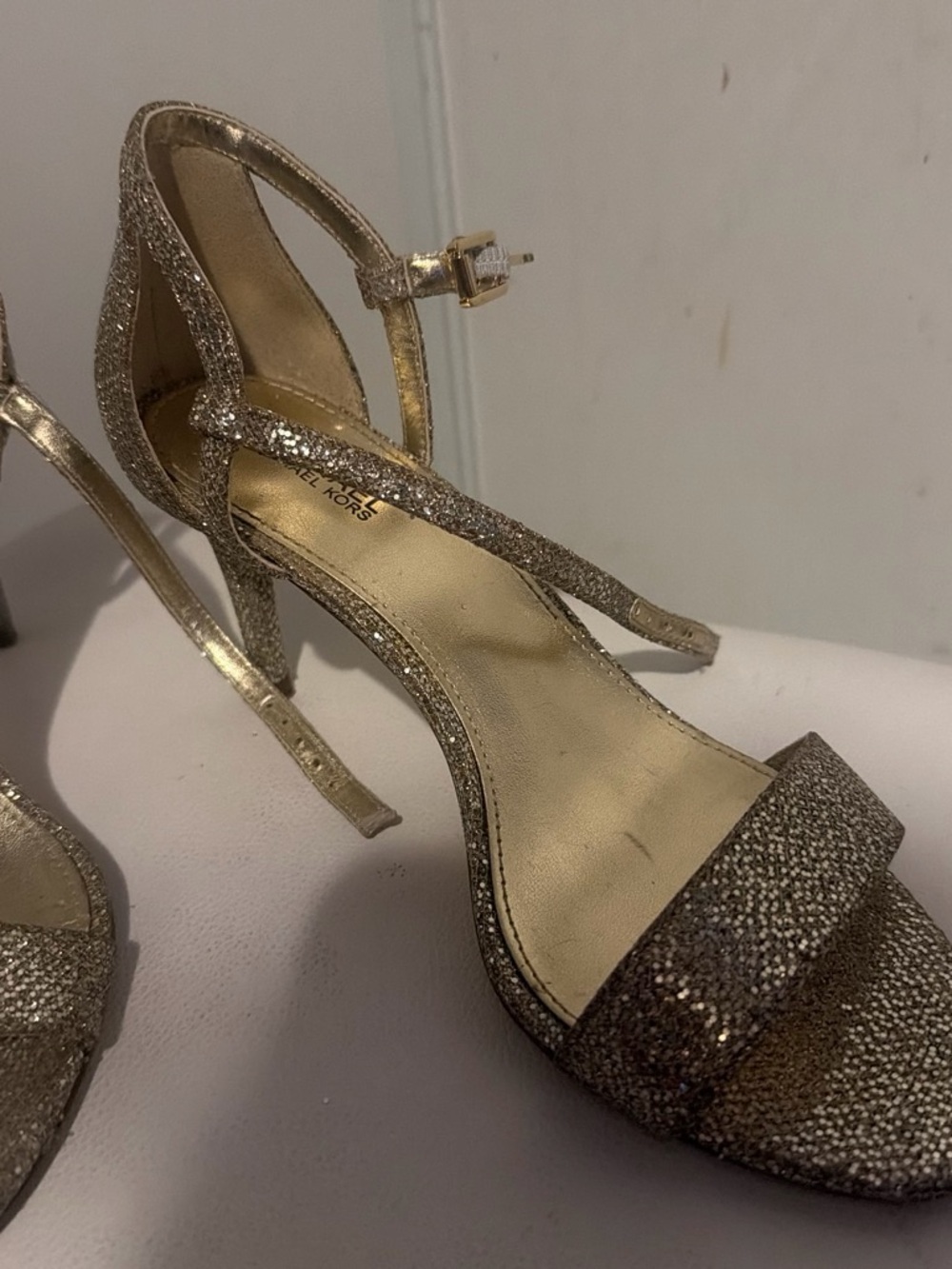 Michael Kors Glitter Gold Ankle-Strap Heels